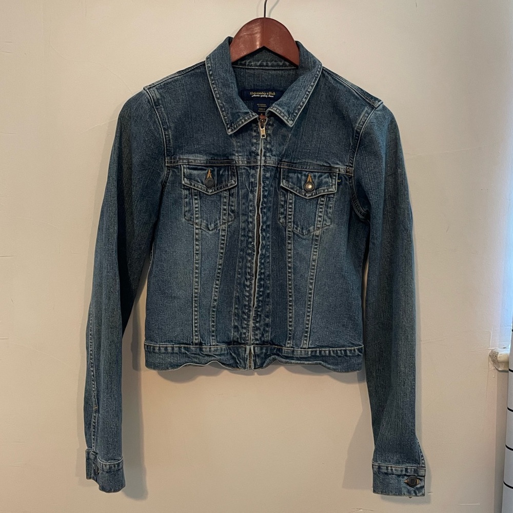 Abercrombie & Fitch Zip Denim Jacket Sz Small